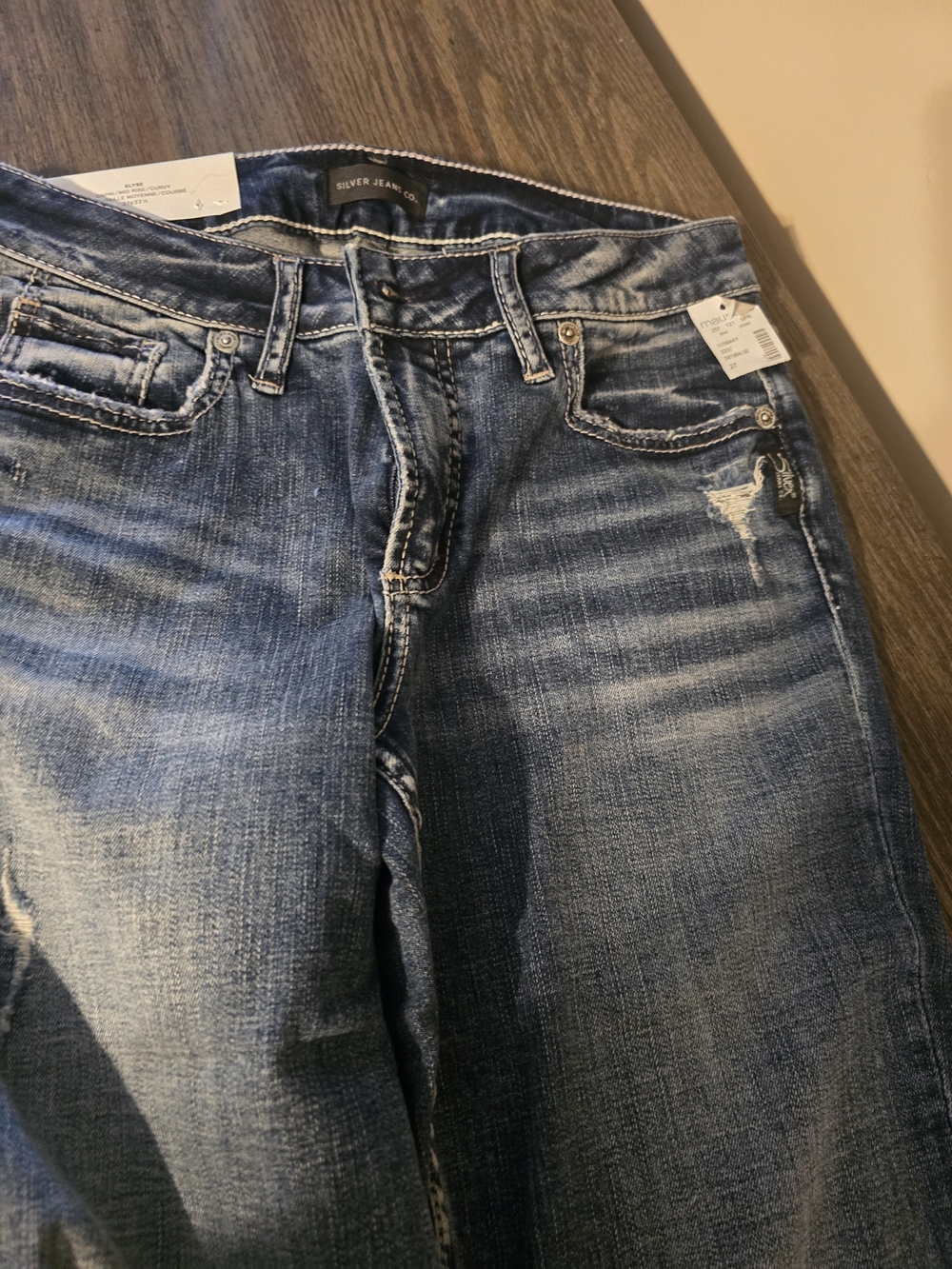 Silver Jeans Distressed Medium Blue Ankle Crop Jeans